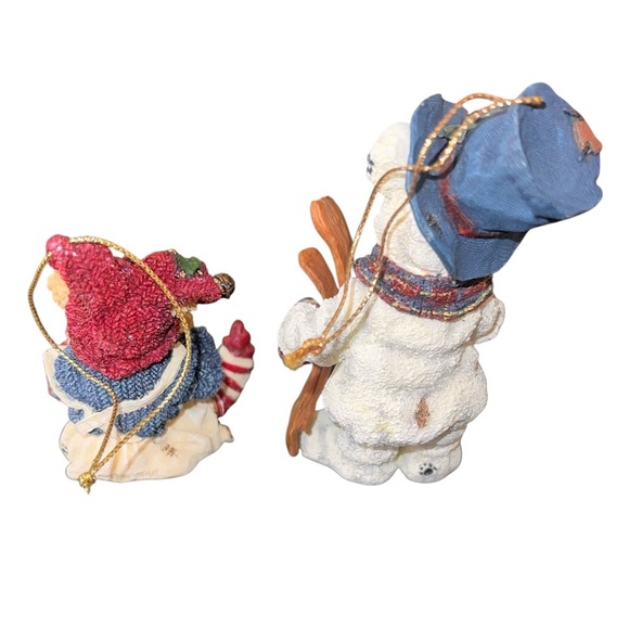 Boyds Bears Festive Holiday Ornaments Winter Downhill Skis Doll Red White Blue - Picture 3 of 4